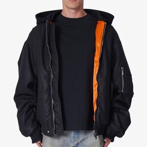 mnml Oversized Hooded Bomber Jacket - Black Size LBlack / L